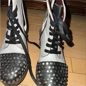 Studded Black and White High-Top Sneakers